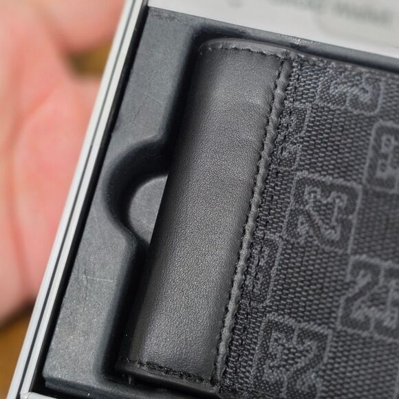 Nike Air Jordan Bifold Wallet Black Monogram Metallic Jumpman Leather Fabric New - Picture 4 of 11